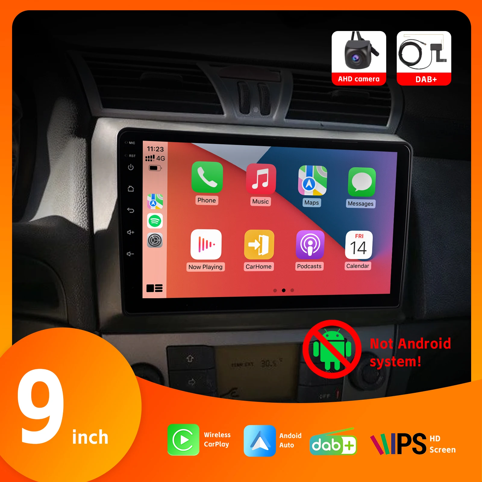 

Car Radio Wireless Carplay Android Auto SWC AHD Rear View Camera for Fiat STILO 2002-2010 with 9" IPS Touch Screen BT DSP DAB+