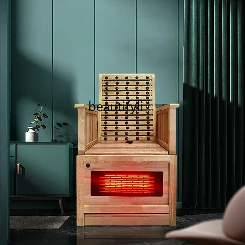 

smt14 New Arrivals Solid Wood Sitting Moxibustion Chair Backrest Moxibustion Cushion Smoke-Free Fumigation Bucket Heating Stool
