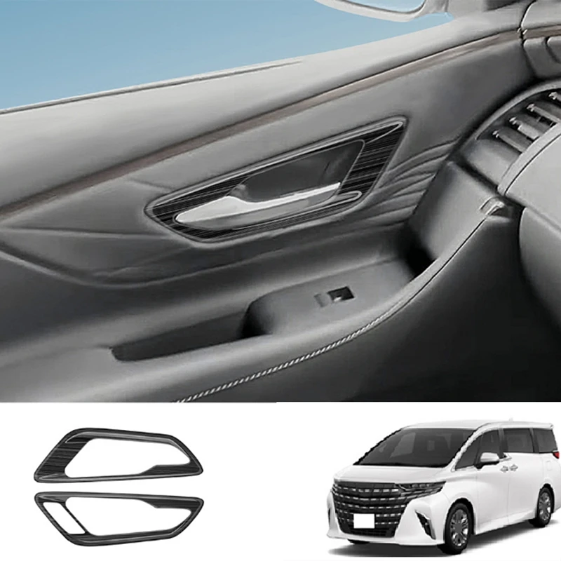 For Toyota Alphard 40 Series 2023+ Inner Door Bowl Panel Inside Handle Protector Cover Interior Accessories Black RHD