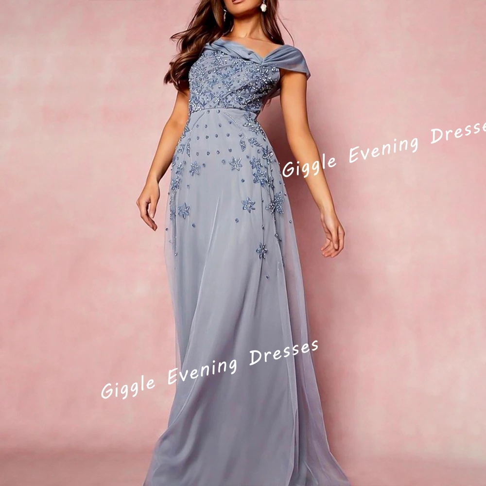 Luxury Beading Off-Shoulder Prom Gala Gown Saudi Arab فساتين سهرة Royal A-Line Floor-Length Elegant Women Evening Dresses 2024