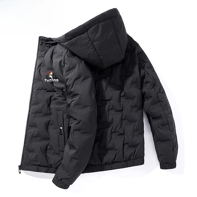 Men's Casual Hooded down Jaet Lightweight Faionable Warmth Breathable Zipper Decorated Polyester Fiber Eco-Friendly Daily...