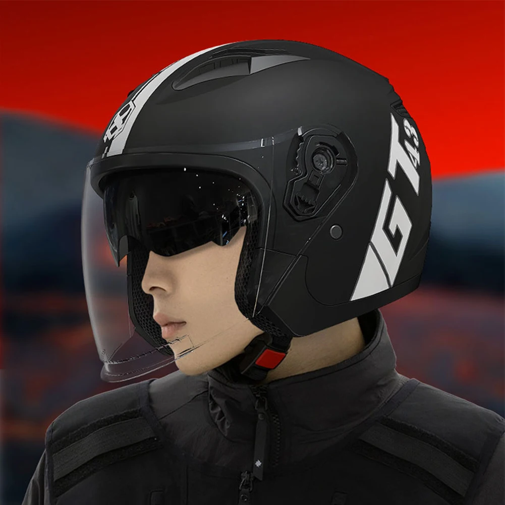 

Motorcycle 3/4 Half Helmet Eye And Face Protection Dual Lens Comfortable Detachable Lining Ventilation Open Face Helmet