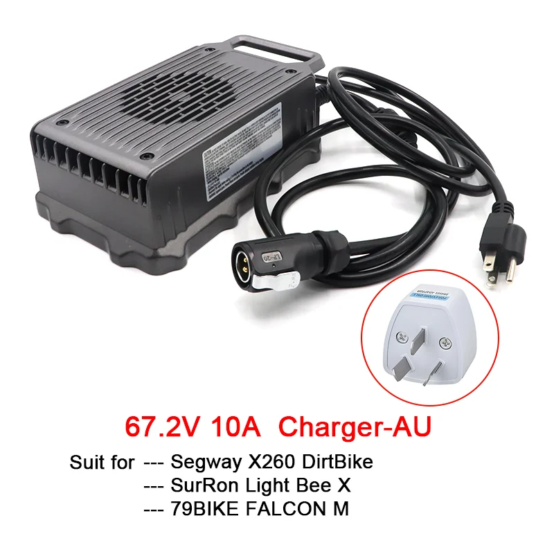 67.2V 10A Snelle Oplader voor E-Motorfiets Surron Light Bee X,Segway X260 DirtBike,79BIKE FALCON M,3pin Power Adapter