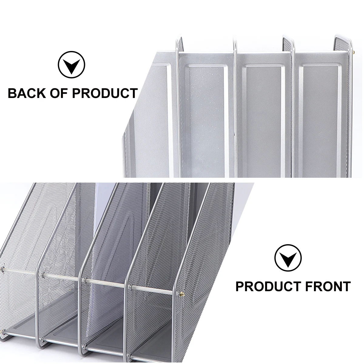 4 Compartment Mesh Metal File Organizer Rack Silver Desktop Document Folder Storage For Magazines Notebooks Directories