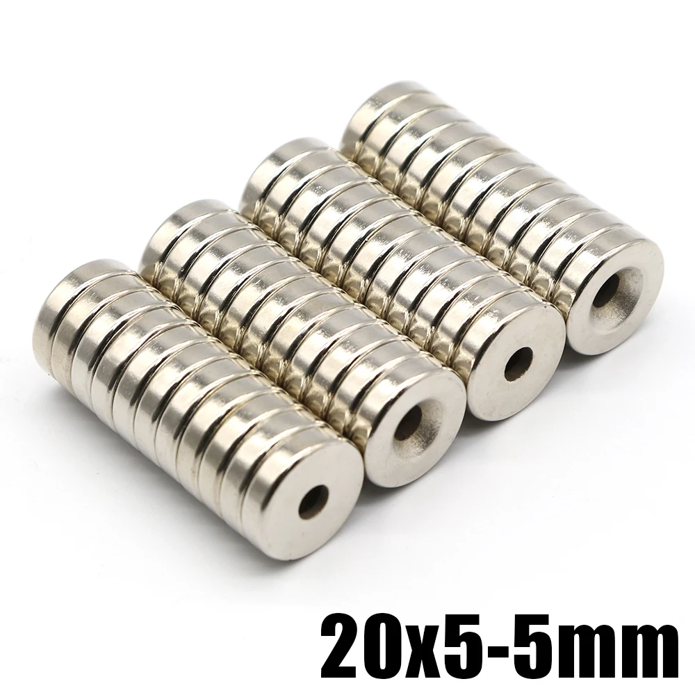 2-15 Pcs 20x5-5 NdFeB Neodymium Magnet Super Powerful Small Round Permanent Disc Magnetic imanes 20x5 Hole 5