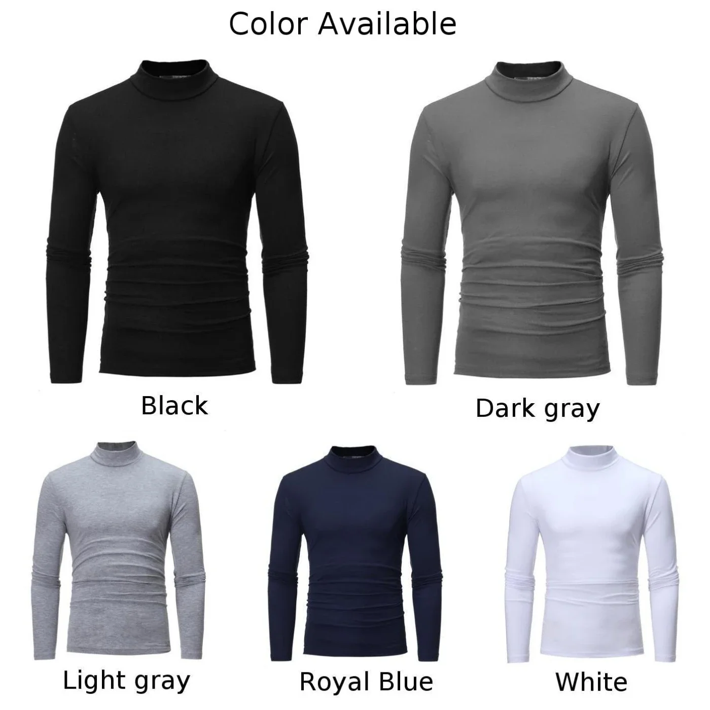 Hot Winter Warm Men Mock Neck Basic Plain T-shirt Blouse Pullover Long Sleeve Top Male Outwear Slim Fit Stretch Fashion Sweater