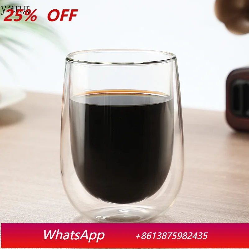 

LMM double wall glass cup 2 pcs high borosilicate heat-resistant coffee drop-proof water cup