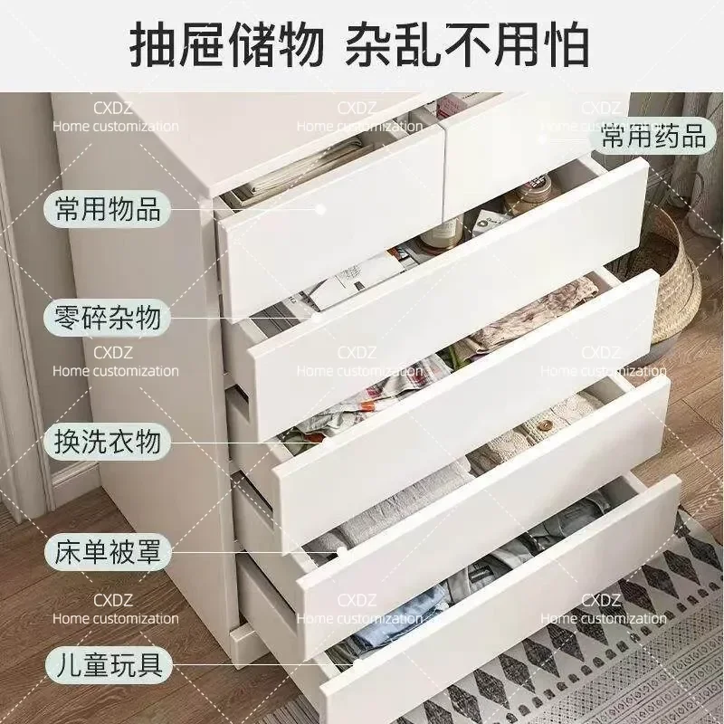 Modern White 6 Drawer Chest Cabinet Simple Storage Locker for Bedroom Living Room Household Furniture Organizer Sub Cabinet