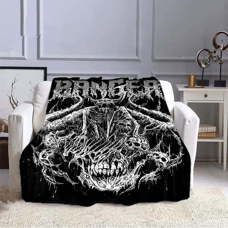 Satanic Ritual Demon Throw Blanket Devil Wicca Skull Pagan Baphomet Fluffy Soft Flannel Blanket Queen King Size Comforter Gifts