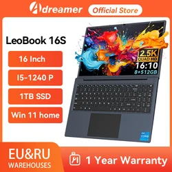 Adreamer LeoBook 16S 16 Inch Intel I5-1240P RAM 8GB 256GB SSD 2.5K 2560X1600 IPS UHD Xách Tay 55Wh Windows 11 Máy Tính PC