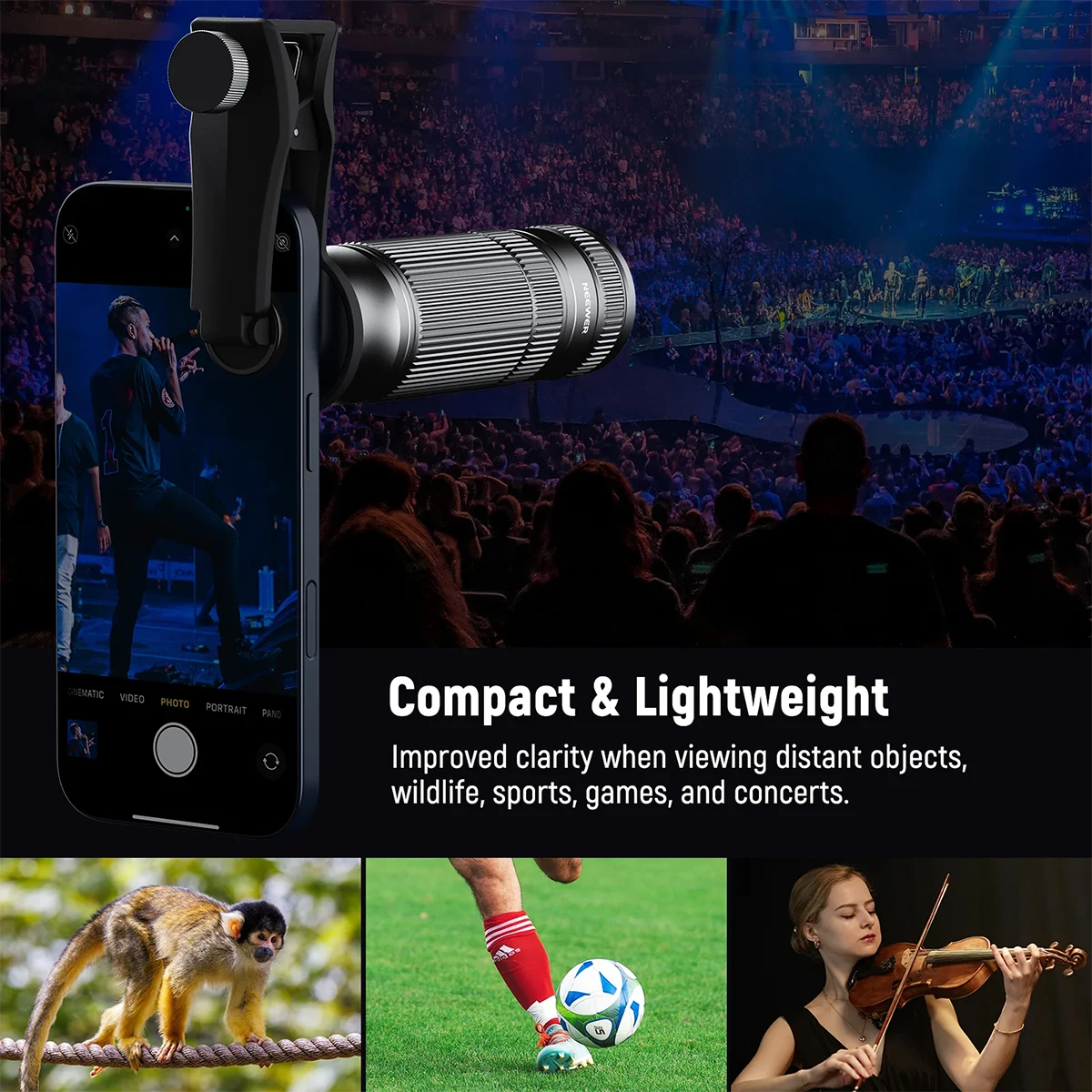 NEEWER LS-36 PRO Teleobiettivo HD per fotocamera del telefono Attacco per obiettivo con ingrandimento 7X con filettatura da 17 mm, 15 elementi 12 gruppi