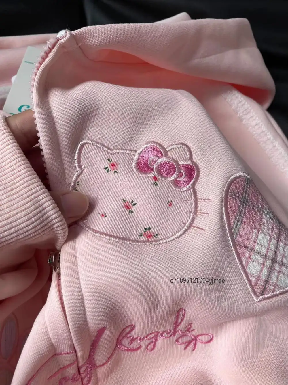 Cute Hello Kitty Hooded Zipper Coat for Women Sanrios Anime Y2K Embroided Student Sweet Trendy Thick Jackets Clothes Girls Gift