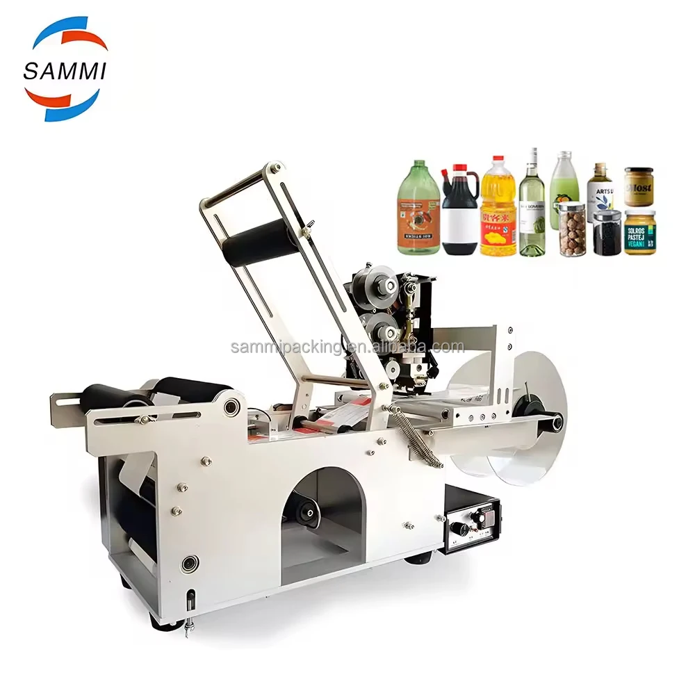 

Electric Semi-Automatic Sticker Desktop Vial Round Bottle Labeling Machine Label Applicator with Date Printer for Cosmetic