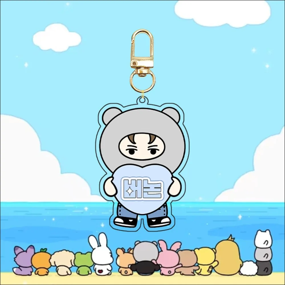 

5cm Kpop Acrylic Keychain Keyring JEONGHAN JOSHUA JUN HOSHI VERNON DINO WONWOO Miniteen Gold Keyring Backpack Accessories
