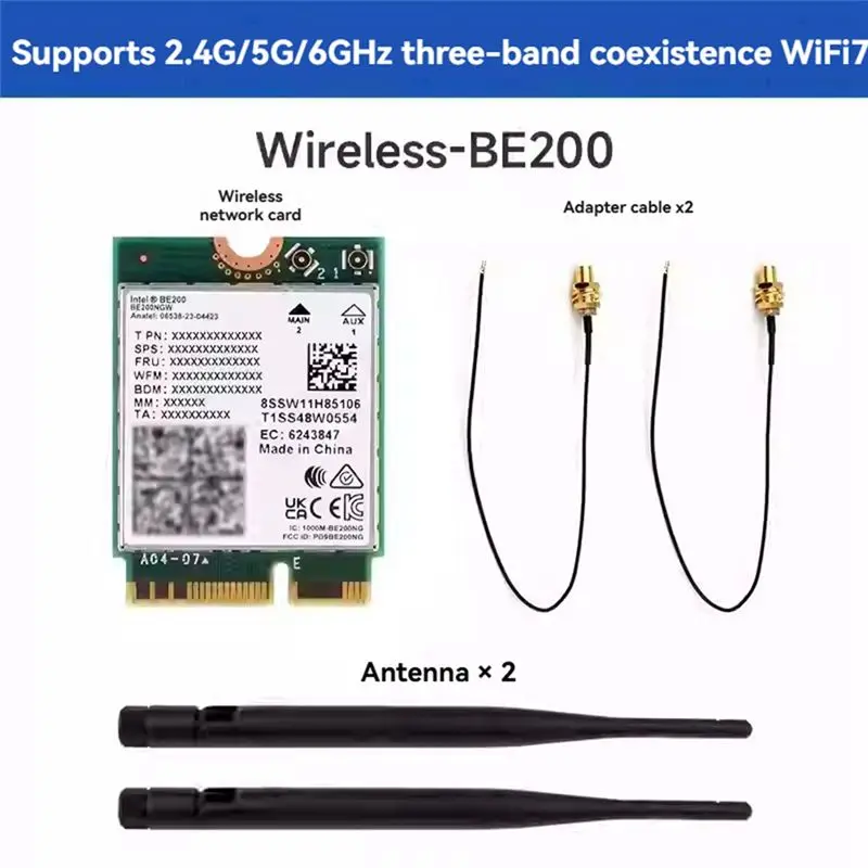 Superior BE200 Wifi7 Tri Band Wireless Network Card Wifi Card 2.4G/5G/6Ghz Network Wireless Adapter For Win10/Win11