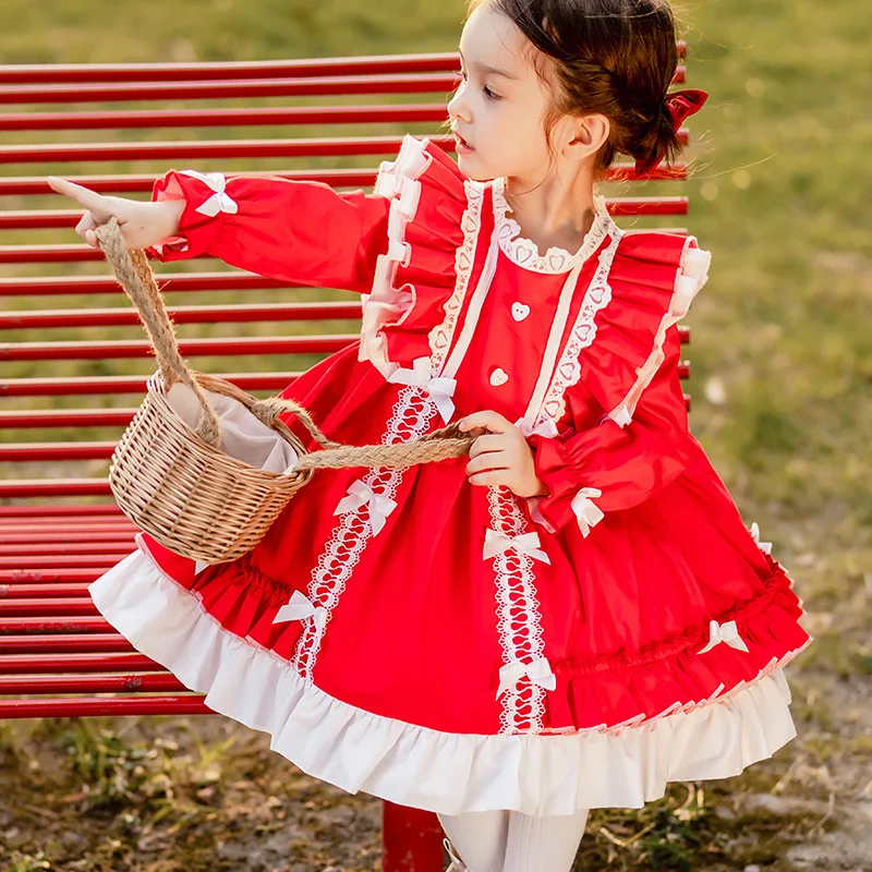 Autumn New Girls Lolita Skirt Middle and Young Children's One Year Old Princess Dress Spanish Children's Dress