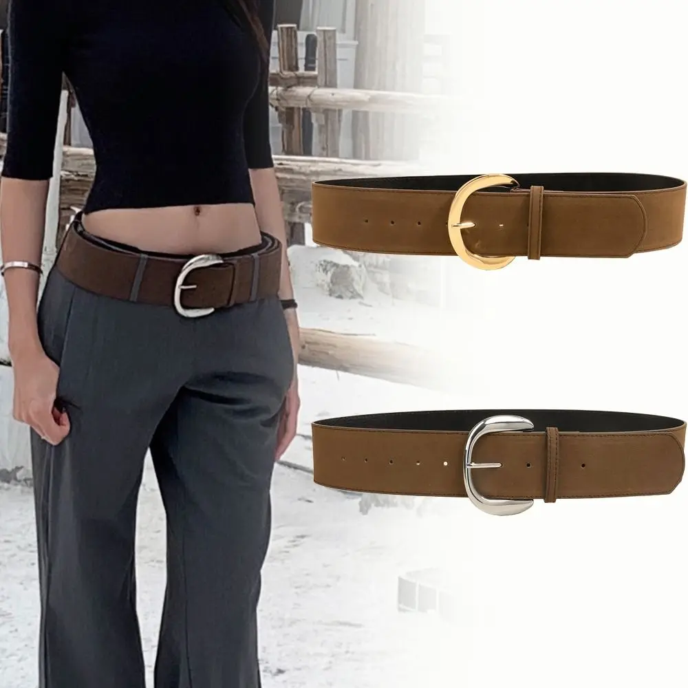 

Retro Luxury Design Suede Leather Wide Belt Trendy Casual Business Waist Strap Versatile Trouser Dress Belts Gifts