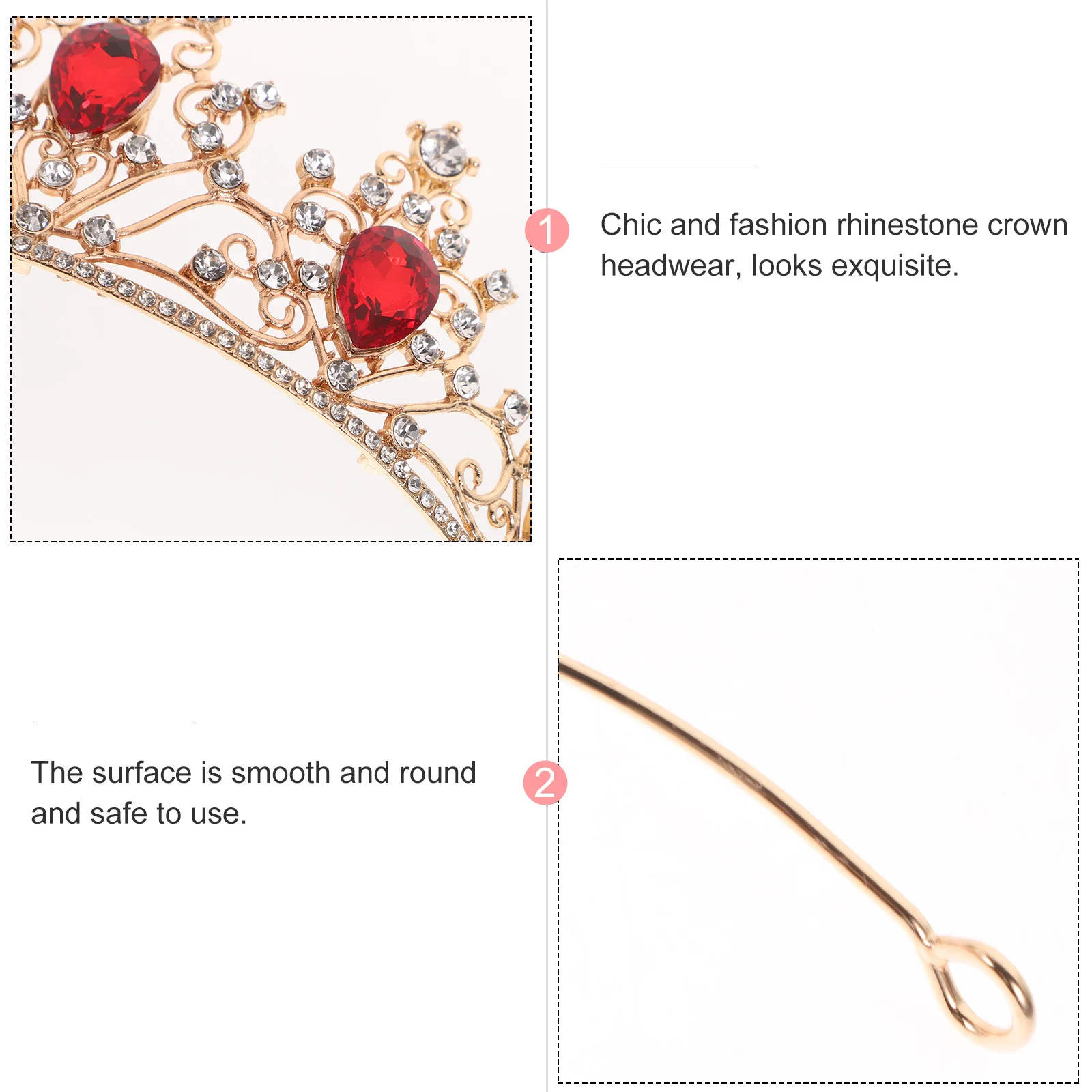 

Sparkling Rhinestone Crown Headwear Women Girls Vintage Queen Bridal Wedding Party Costume Stage Hair Accessory 15X15Cm Red