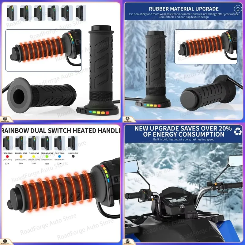 for J60F Heated Handle Grips with Memory Technology 5 Level Heating Easy Adjustment Motorcycle Accessories B C9J5