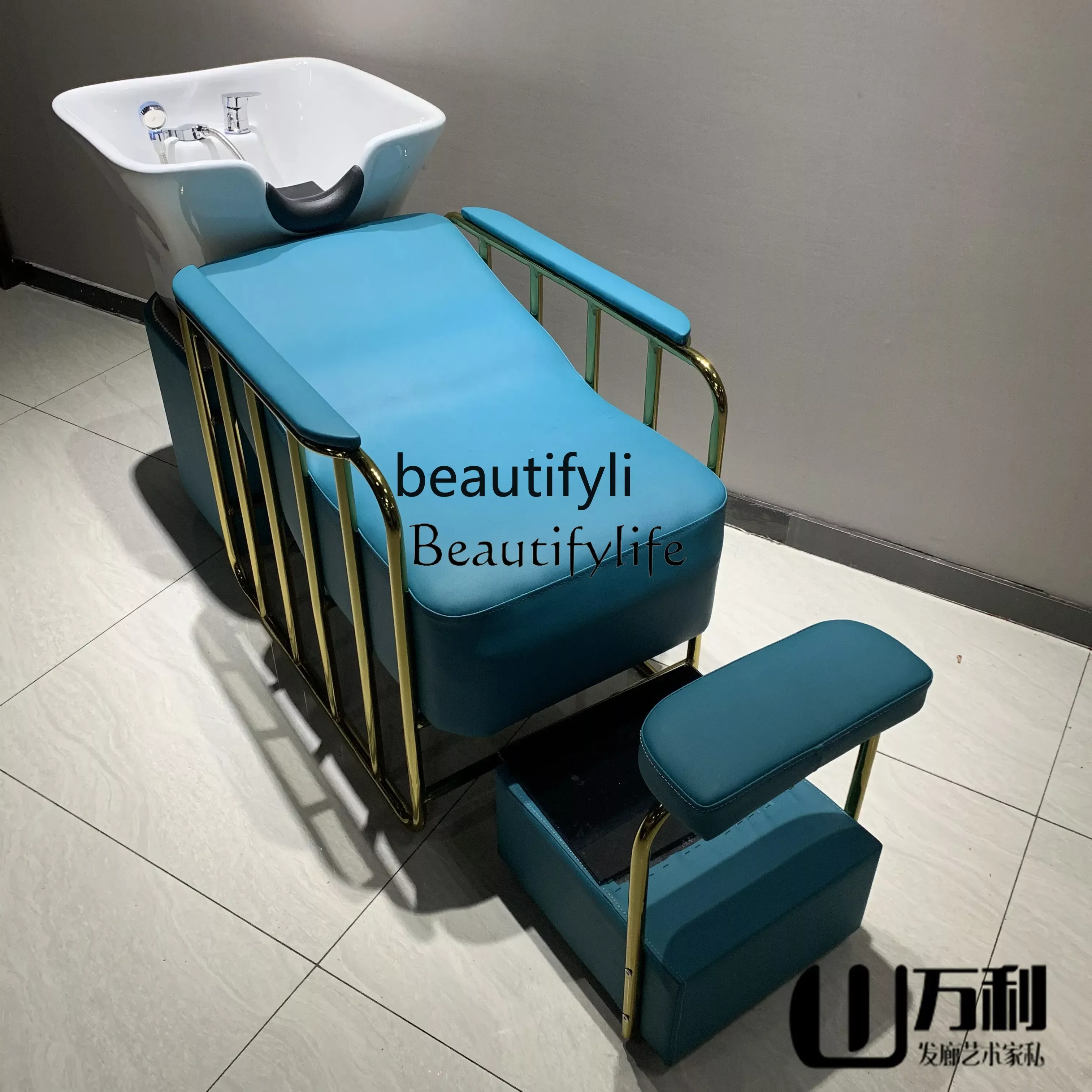 High-End Barber Shop Shampoo Chair Hair Salon Special Simple Flushing Bed for Adults Shampoo Chair