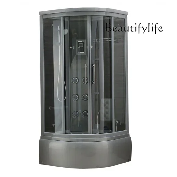 

Bagno doccia integrale grigio di fascia alta, vapore rettangolare con vasca da bagno curva