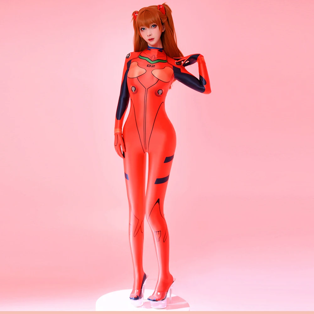 Japanese Anime Asuka Langley Soryu Mari Rei Ayanami Cosplay Costume EVA  Asuka Test Jumpsuits Zentai Suit Bodysuit For Halloween