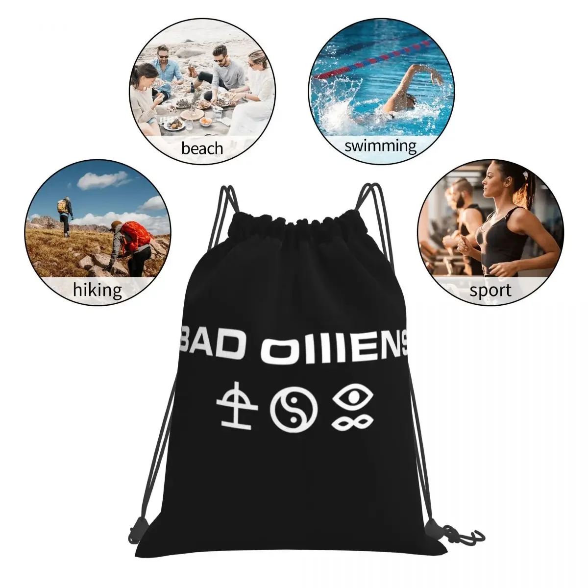 Bad Omens Is An American Metalcore Backpacks Drawstring Bags Drawstring Bundle Pocket Sports Bag BookBag For Travel Students