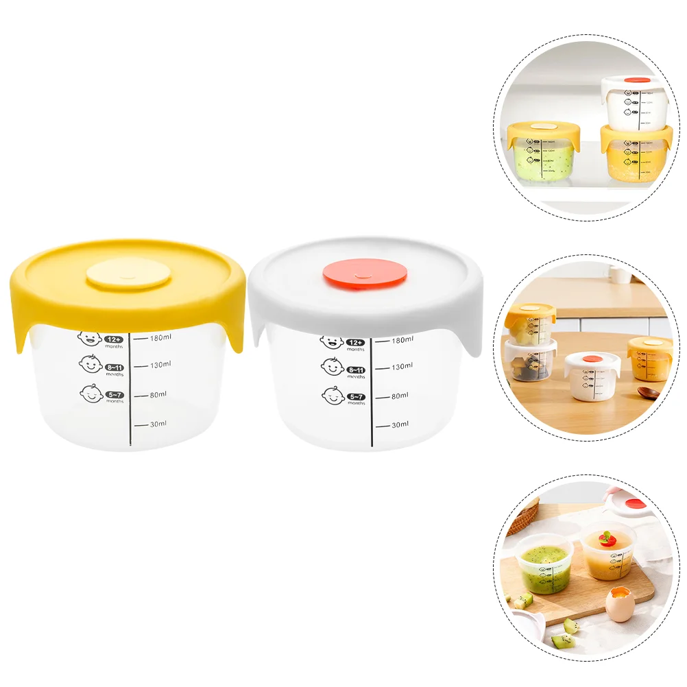 2 Pcs Containers Yellow White Sealed Storage Microwave Refrigerator Safe Baby Complementary Food Boxes Baby Food Storage Boxes