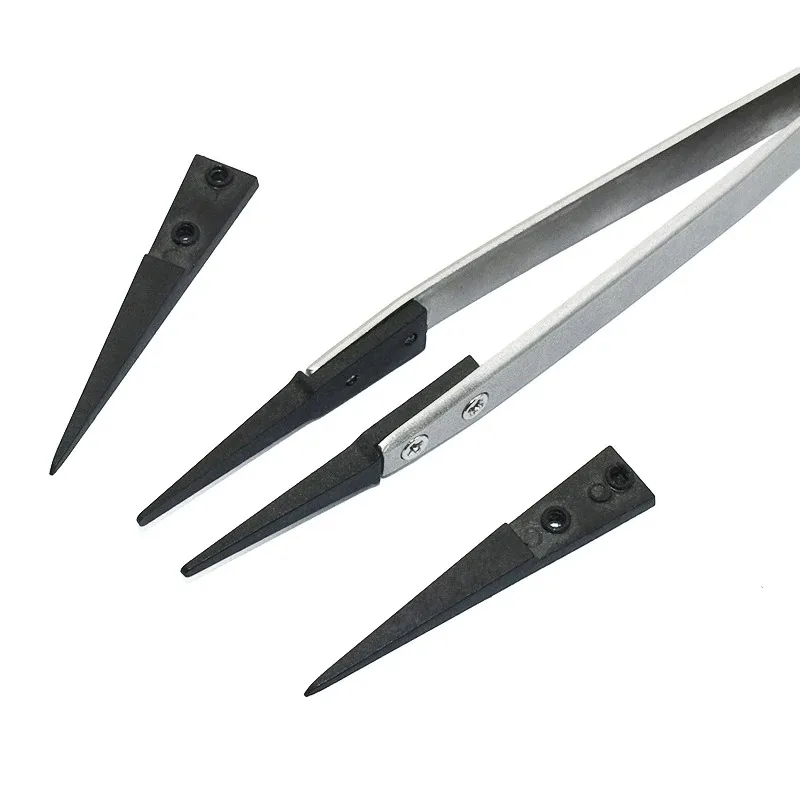 VETUS ESD-259 Anti-Static Tweezers, Swiss Style Stainless Steel Maintenance Forceps, Interchangeable Tip Design for Precision