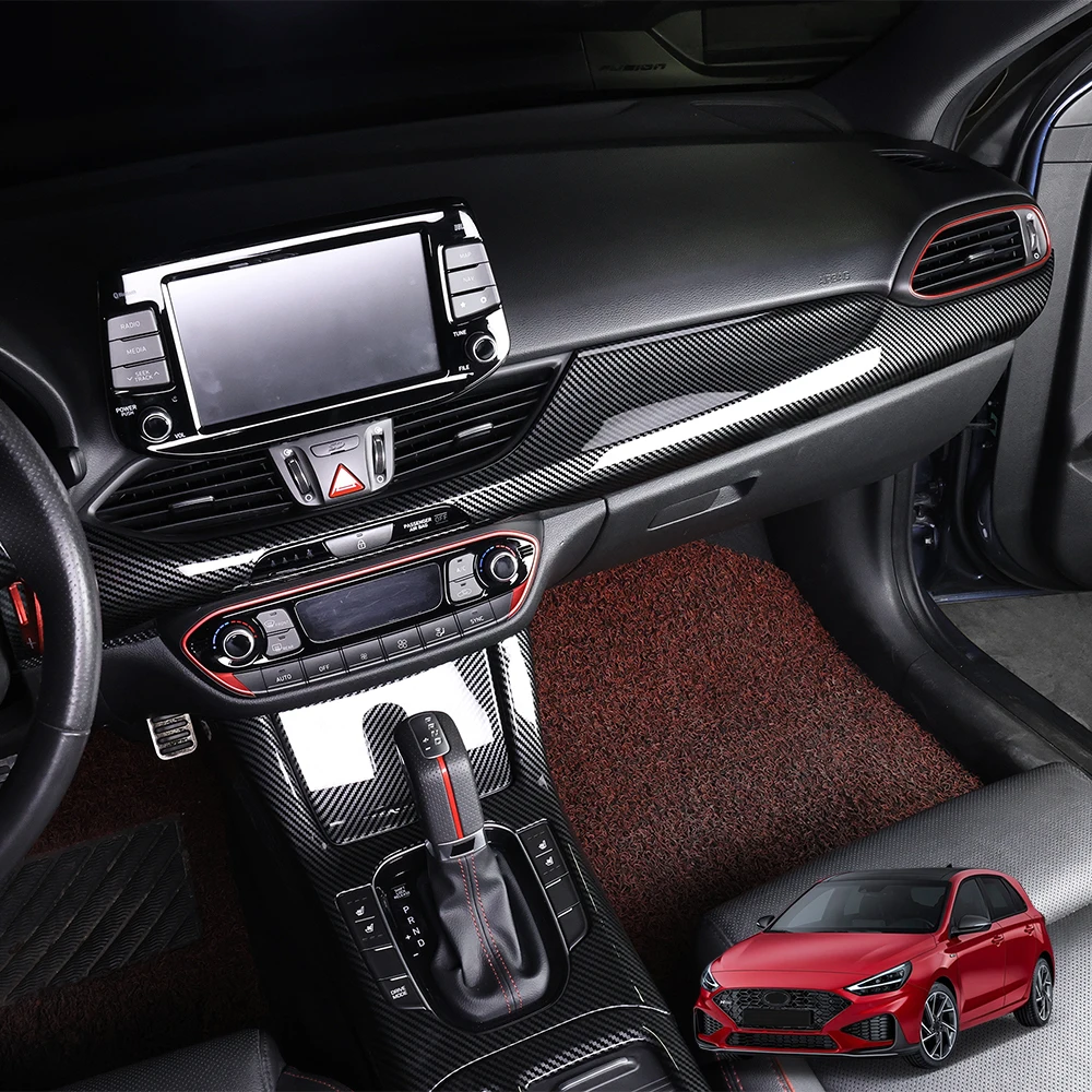 

Для Hyundai i30/i30 N 2017-2025: Декоративная накладка на приборную панель из углеродного волокна, аксессуары для интерьера автомобиля, левый руль (LHD)