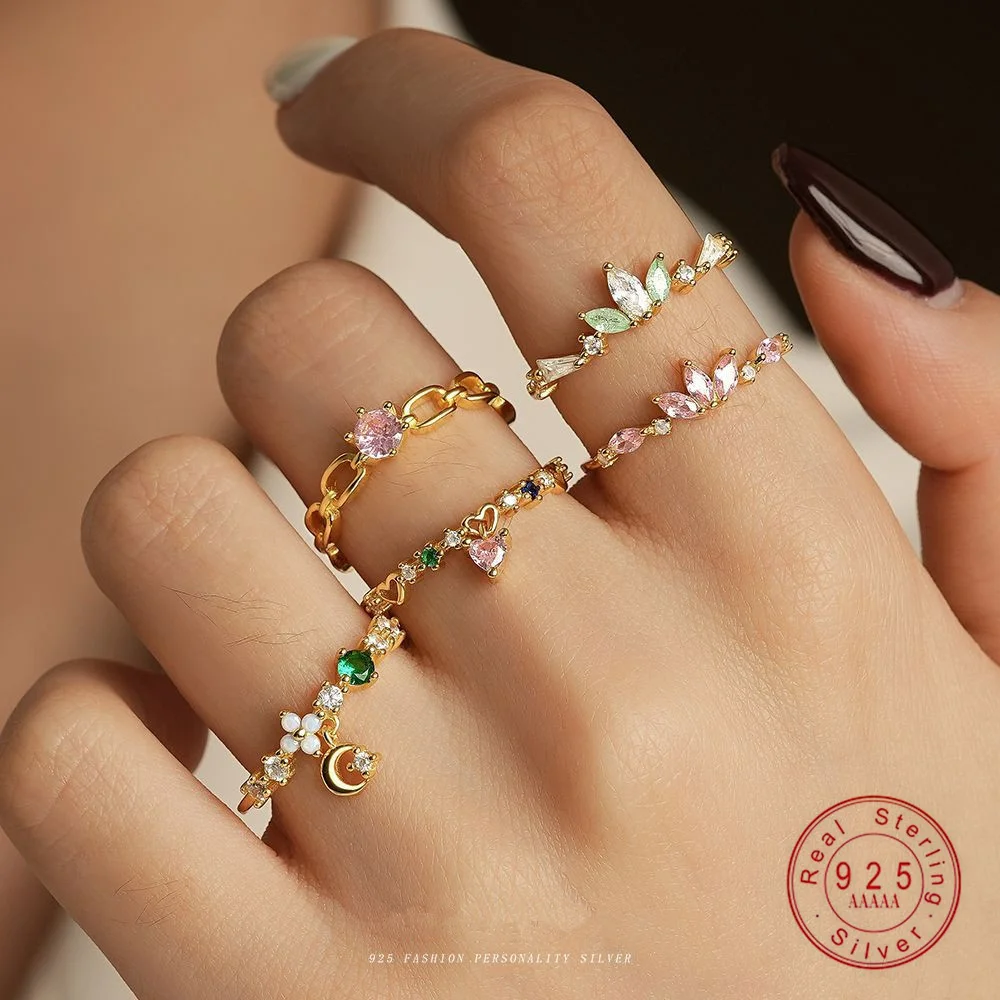 

Кольцо из стерлингового серебра 925 пробы с цветком циркона для женщин, модные роскошные изысканные аксессуары ручной работы