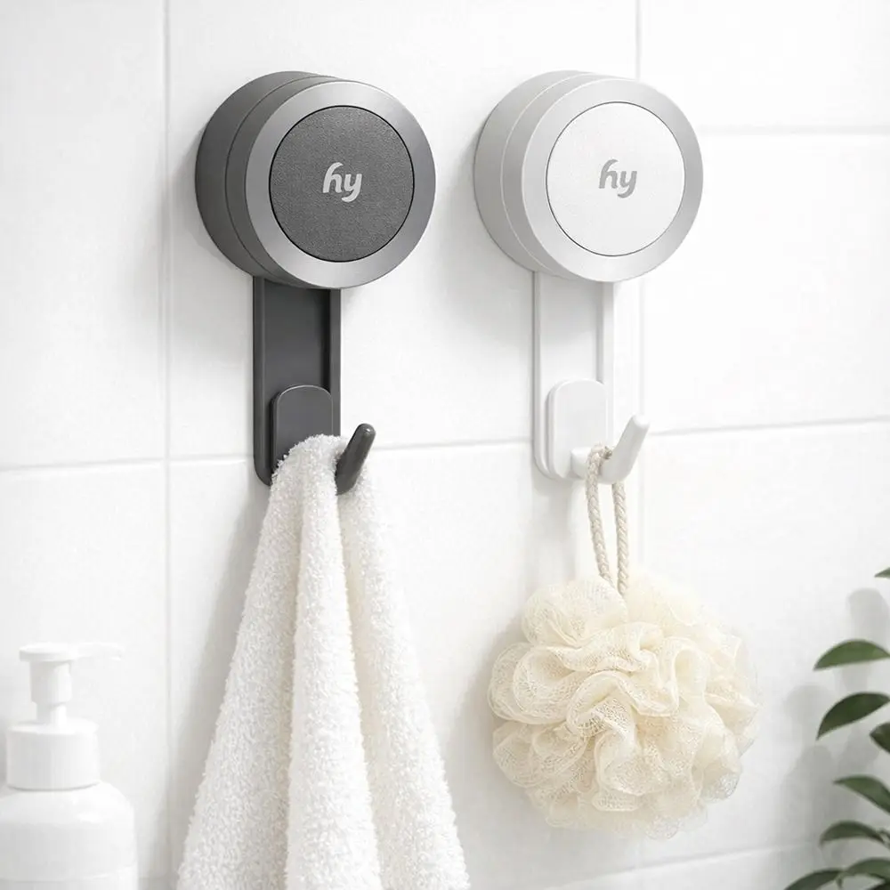 Durable Vacuum Suction Cup Bathroom Wall Hooks Punch-free Reusable Door Hooks Heavy Duty Wall Hanger