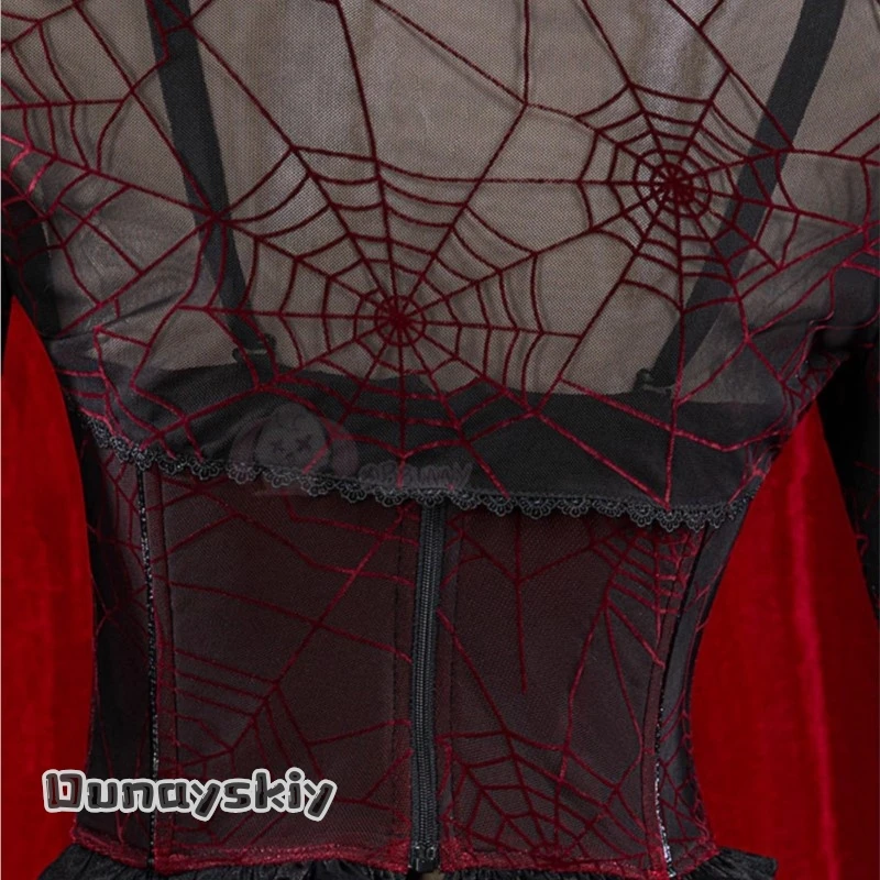 Amanda Cos@AOriginal Blood Night Gothic Spider Web Corset Strap Top Skirt Set Women Cosplay Costume Outfit HalloweenChristmas‌‌‌ - view 5