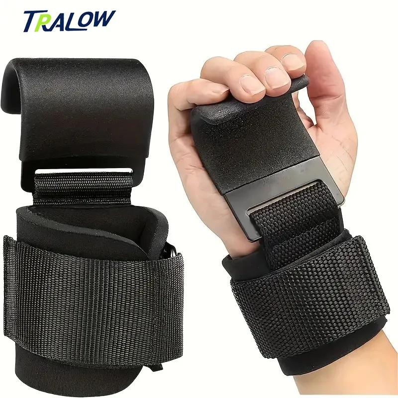 

TRALOW Weight Lifting Hooks Wrist Strap Hooks Weightlifting Adjustable Gym Lifting Pull-Ups Strength Training Fitness Workouts