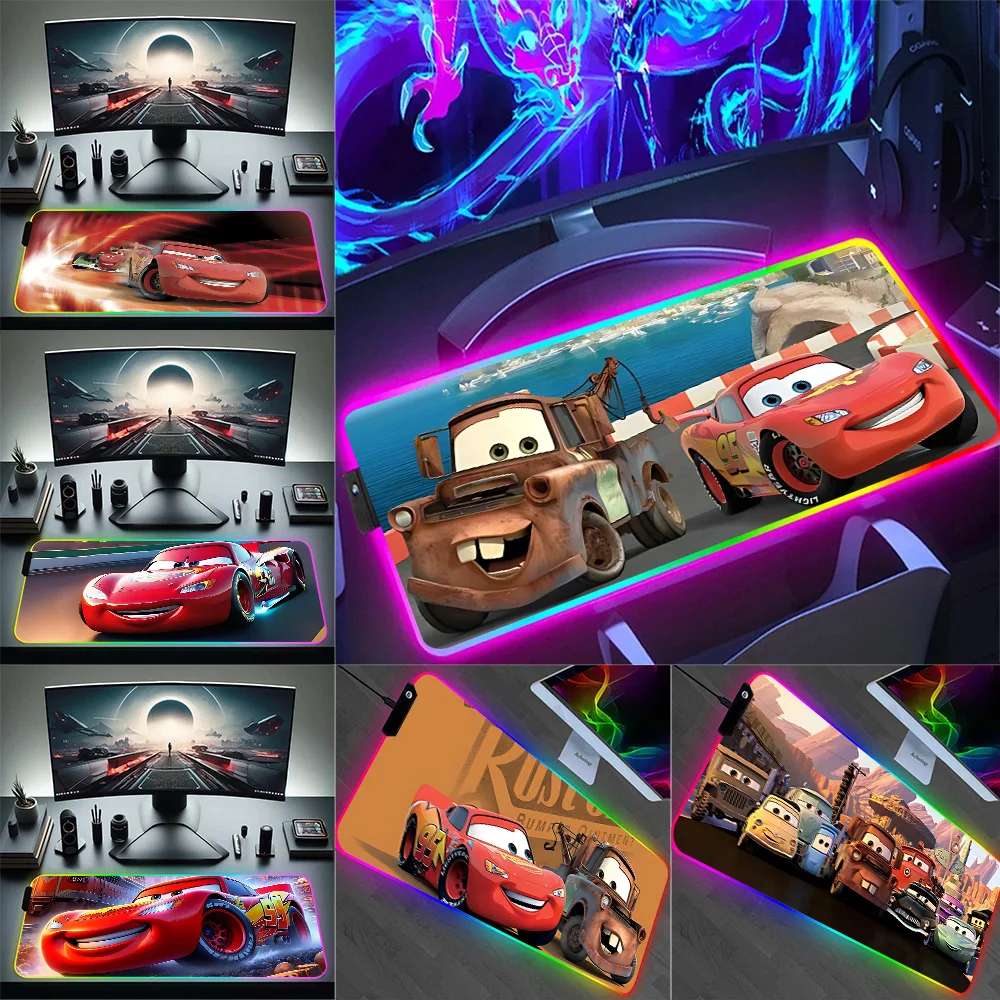 

RGB Lightnings McQueen Pc Gamer Keyboard Mouse Pad Mousepad LED Glowing Mouse Mats Rubber Gaming Computer Mausepad