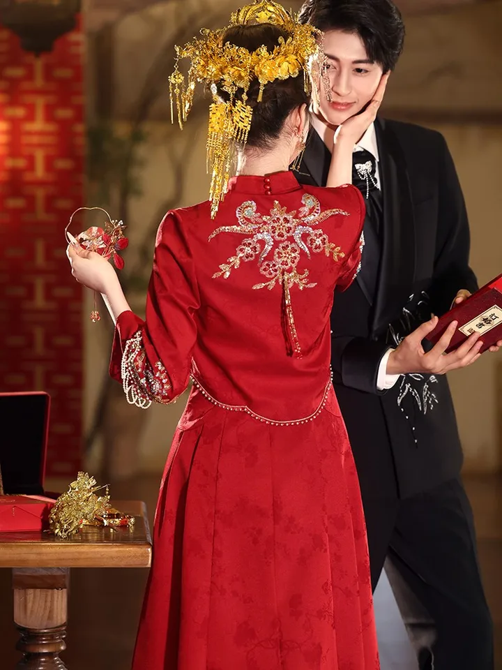 chinese engagement dress Red Wedding Dresses Chinese Style Engagement Dress