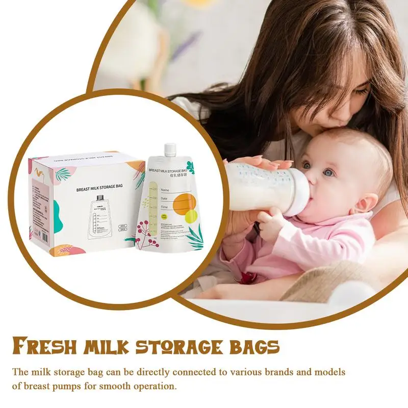 Breast Milk Storage Bags BPA Free Leak-proof 200ml Milk Keeper Pouch Lightweight Compact Breastmilk Organizer Bag for Freezer