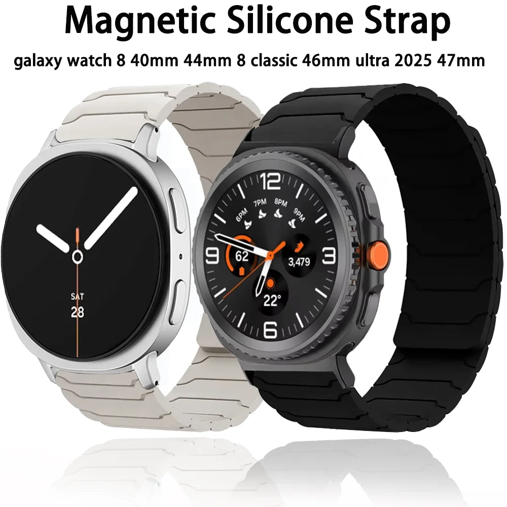 Silikonarmband für Samsung Galaxy Watch 9 8 40mm 44mm 8 Classic 46mm Sport Magnetarmband Galaxy Watch Ultra 2025 47mm Correa