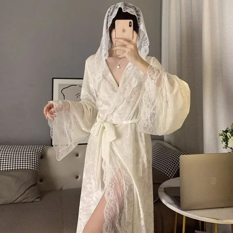 

Womens Printed Pajama Hooded Night-robe