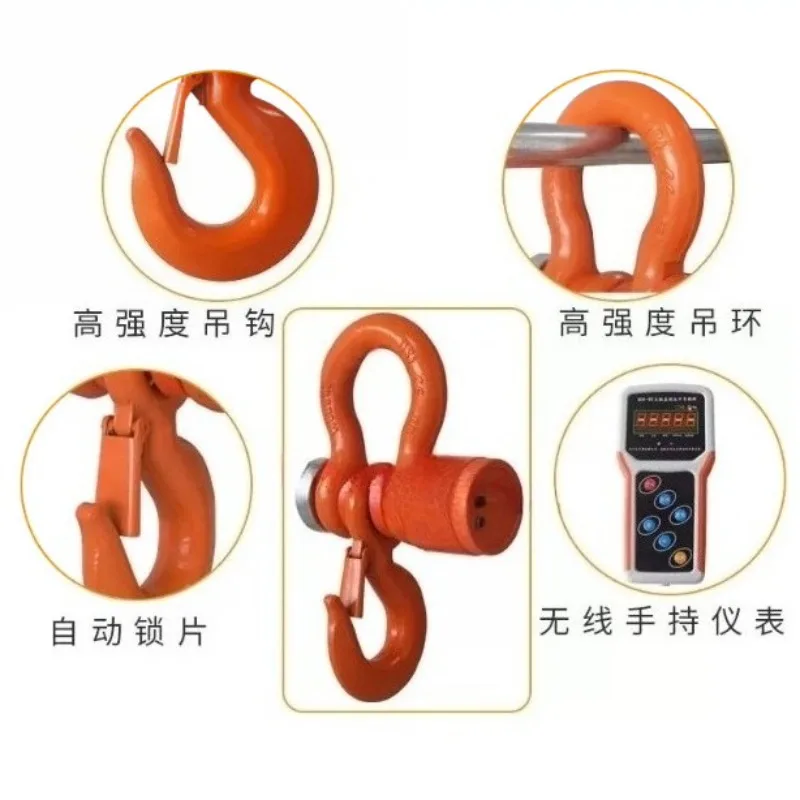 5T 5000kg Heavy Duty Wireless Digital Crane Scale, Industrial Electronic Hanging Hook Scale with Wireless Handheld Indicator