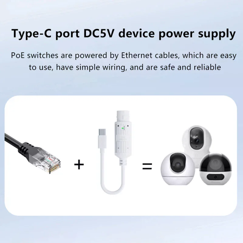 Waterproof 48V POE Extender/Repeater Extension Injector Adapter, RJ45 Port Output 5V/2A IEEE 802.3af/802.3at