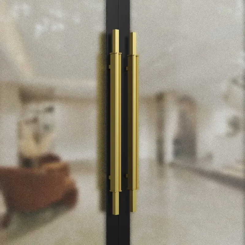 Modern Walnut Double Open Door Handle for Frameless Sliding Glass Hotel Banquet Hall Hardware Accessory Elegant Design