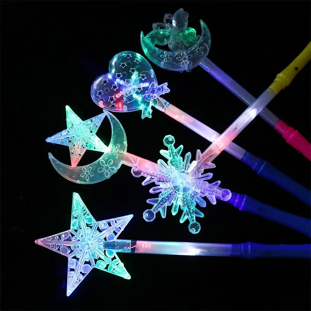 ของเล่นสําหรับเด็กสี Magic Tricks โคมไฟไฟของเล่นกลางแจ้ง Glow Fairy Stick Pentagram Flash Stick Flash Stick Magic Star Wand