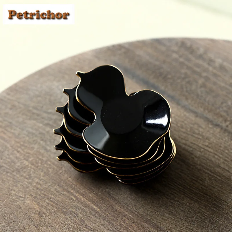 

2pc/lot Creative Gourd Black Gold Coasters Aesthetic Stand Mugs for Coffee Cups Saucer Anti-scald Placemats Cup Holder Tea Items