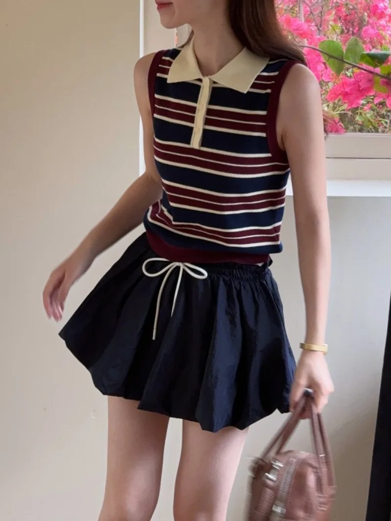 

Summer 2025 Ne Svel Chequered High Waist Belted Budding f-length Vest And Skirt Faion Ensemble High Xing