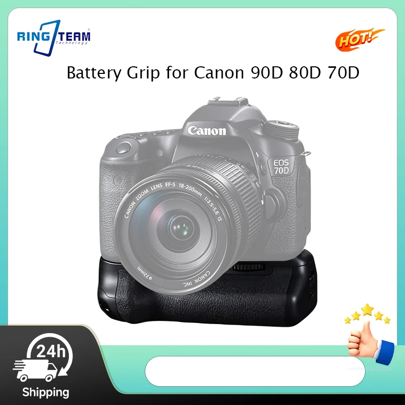 BG-E14 Grip Vertical para Bateria Canon EOS 70D 80D 90D Compatível com LP-E6 e Pilhas AA para Fotografia Profissional