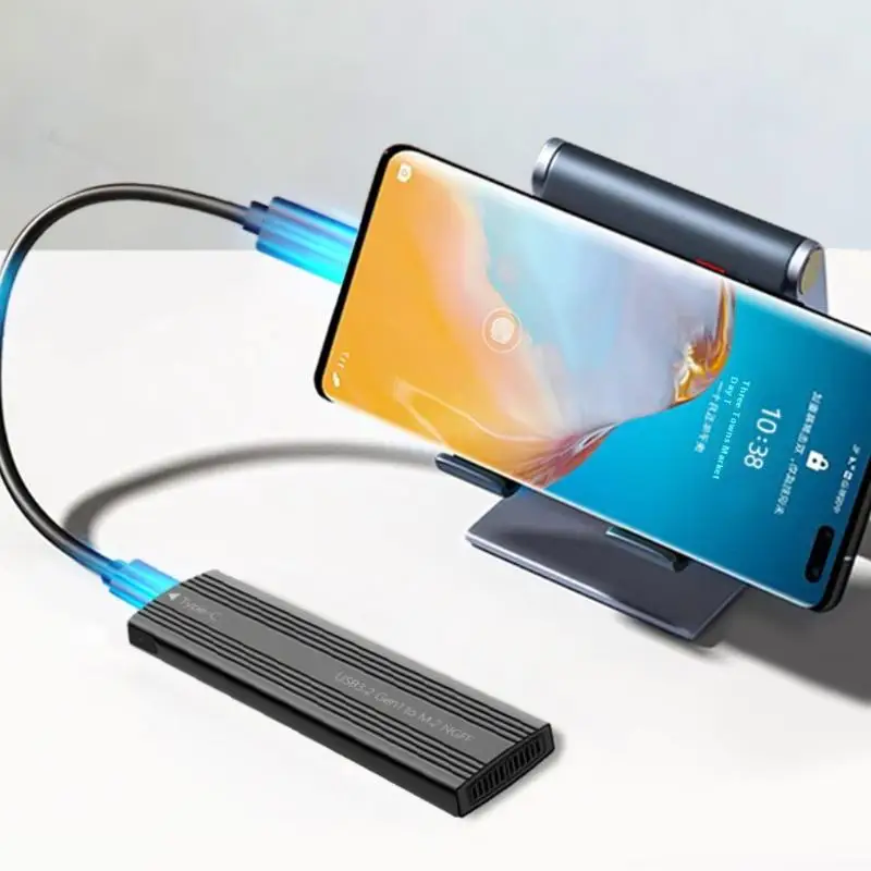 B-KEY Externes Festplattengehäuse USB C Aluminiumlegierung M.2 SATA-Protokoll Festplattengehäuse zur Speichererweiterung