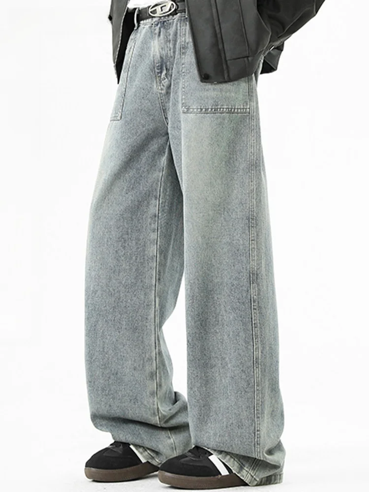 

VIIOW мужские джинсы в стиле ретро в американском стиле, весенние свободные длинные брюки с прямой талией High Street Haome, широкие брюки