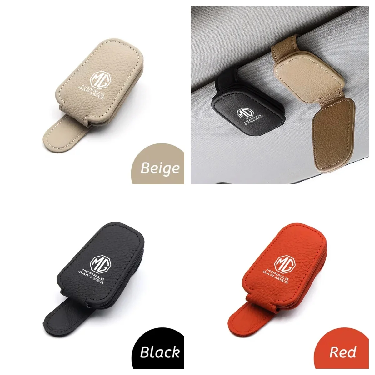 MG Magnetic Leather Sunglasses Holder Car Sun Visor Glasses Clip Fit MG ZS EV HS EHS PHEV MG3 MG4 MG5 MG6 MG7 GT ZR RX5 RX8 ONE
