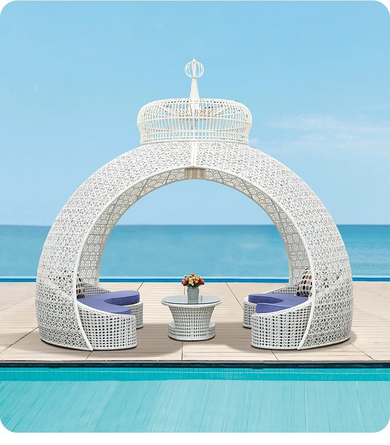 Outdoor bird's nest sofa bed, leisure beach, pool lounge chair, seaside scenic area creative birdcage, rattan woven sunroom